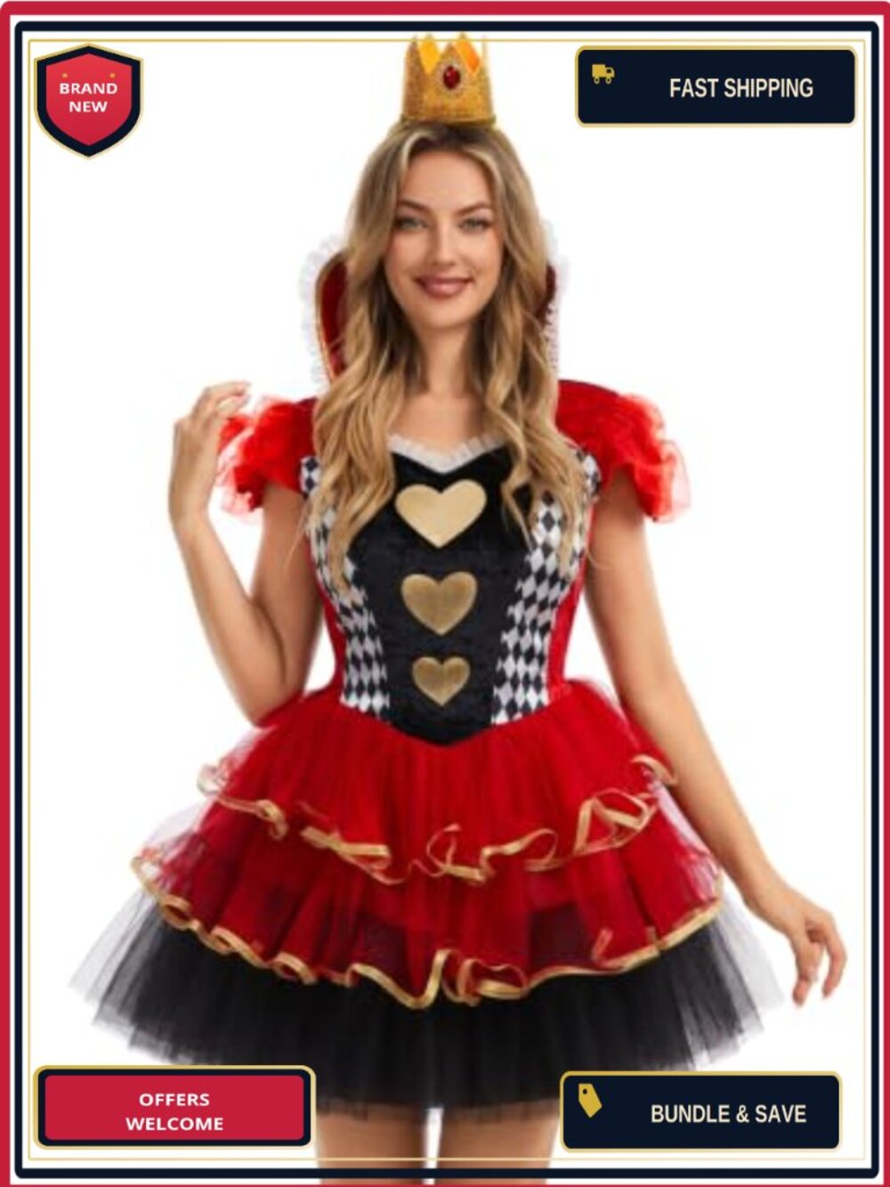 Adult Queen Costume Set Dress Crown Scepter Halloween Cosplay